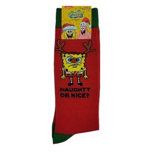 SpongeBob Squarepants, Naughty or Nice, Christmas Socks, Crew Socks